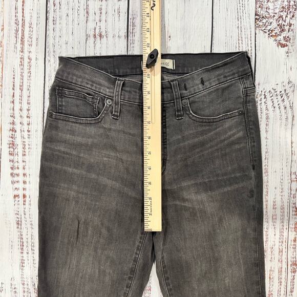 Madewell 9” Mid-Rise Skinny Jeans Size 25 Black Distressed Raw Hem Stretch - Picture 6 of 7